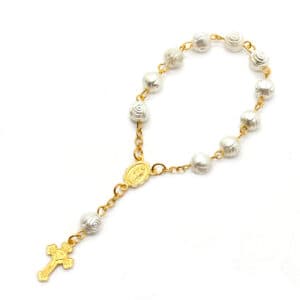 Rose Sacred Heart Baptism Rosary Bracelet, Baptism Gifts product image 2