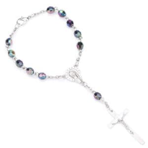 Children's Cross Rosary Bracelet with angular beads and cross detail