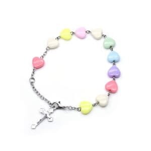 Heart Cross Rosary Bracelet for Baptism Giving, Baptism Gifts product image 2