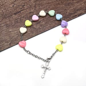 Heart Cross Rosary Bracelet for Baptism Giving, Baptism Gifts product image 4
