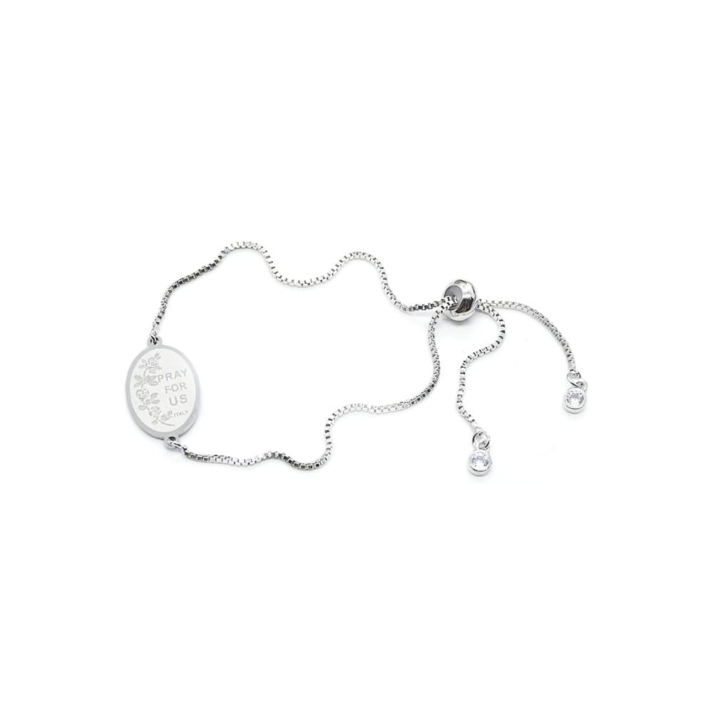 Adjustable Pray for Us Bracelet with a prayer-focused message
