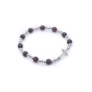 Rosary Cross Bracelet with Purple Beads, Bracelets商品图片 2