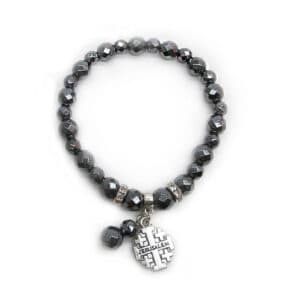 Jerusalem Cross Pendant Bracelet in Black, Bracelets商品图片 2