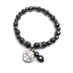 Jerusalem Cross Pendant Bracelet in Black, Bracelets商品图片 4