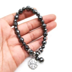 Jerusalem Cross Pendant Bracelet in Black, Bracelets商品图片 5