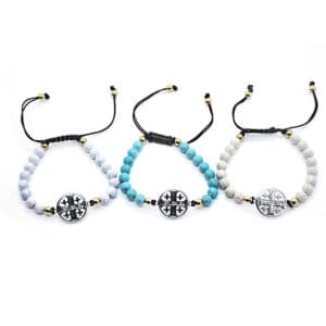 Turquoise Cross Bead Bracelet – Rosary-Inspired Accent, Bracelets商品图片 3