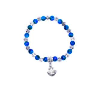 Royal Blue Jesus Cross Bead Bracelet with blue beads, Jesus lettering, and cross detail