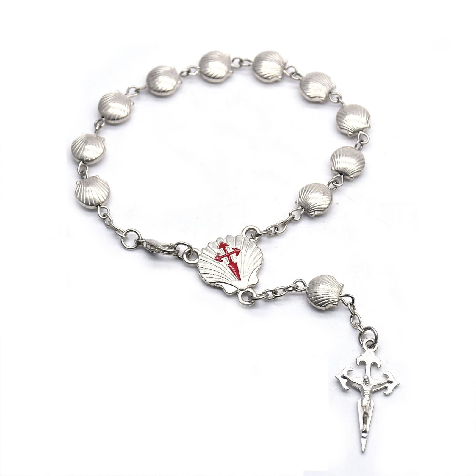 Santiago Shell Rosary Bracelet with shell beads and cross accent