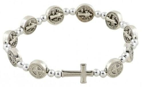 Saint Benedict Cross Beaded Bracelet with central cross and beads