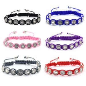 Saint Benedict Multicolor Braided Rosary Bracelet, Bracelets商品图片 3