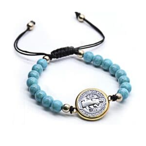Saint Benedict Turquoise Bead Rosary Bracelet, Bracelets商品图片 2