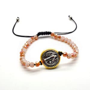 Champagne Gold Saint Benedict Drawstring Bracelet, Bracelets商品图片 3