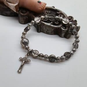 Men's Vintage Cross Bead Bracelet with cross beads and cross detail