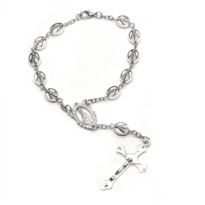 Fatima Rosary Cross Bracelet with vintage-style beads and cross accent