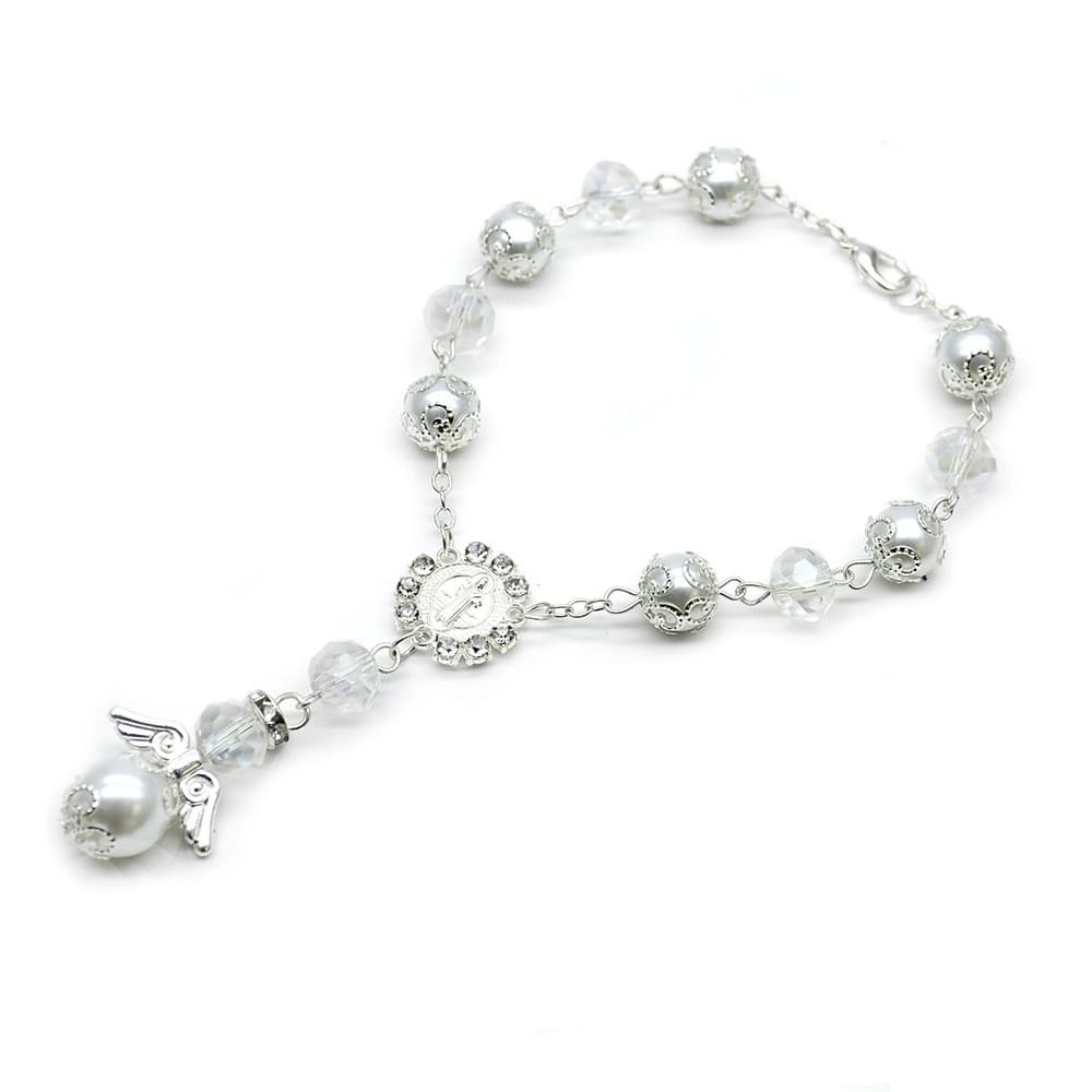 Saint Benedict Angel Cross Bracelet with sparkling faith-inspired details