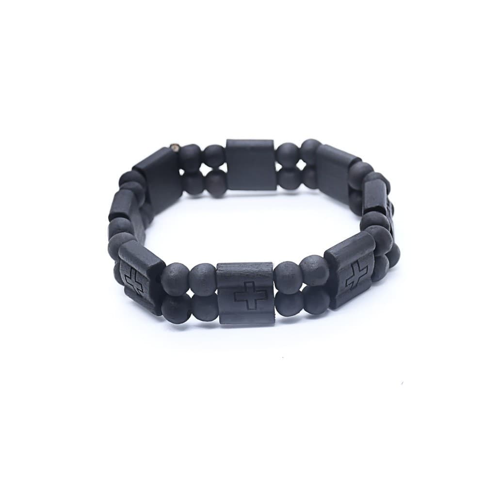 Men's Cross Bead Stretch Bracelet with a faith-inspired cross accent