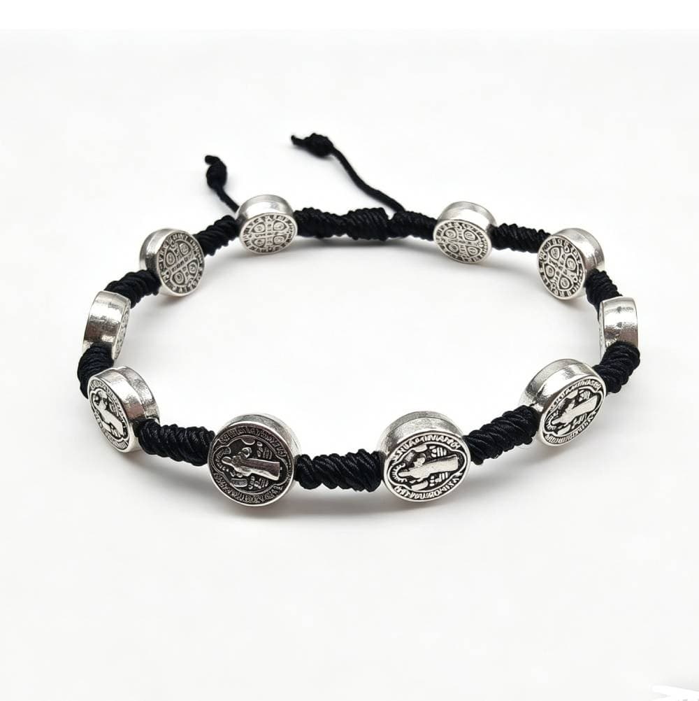 St. Benedict Cross Rosary Bracelet with devotional cross detail