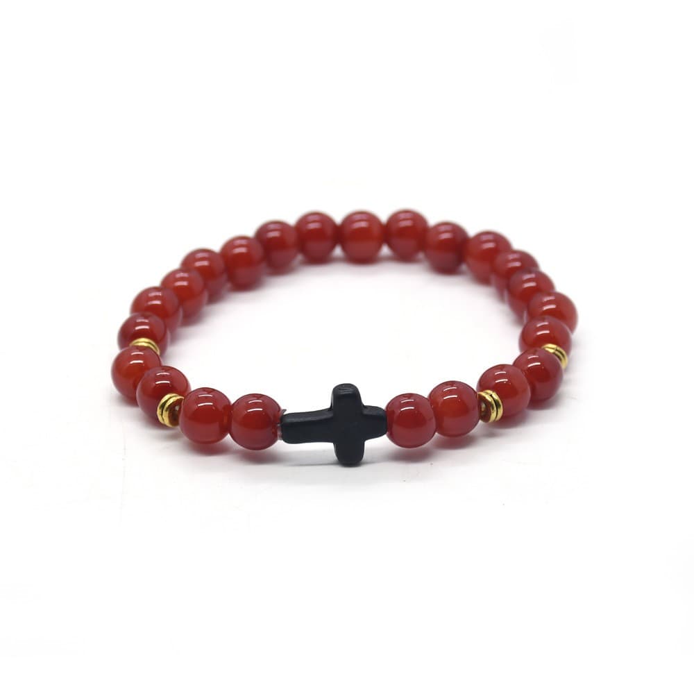 Women's Cross Bead Bracelet with a beaded design and cross accent