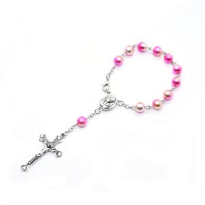 Blue Pink Cross Bead Bracelet with Iridescent Color, Bracelets商品图片 2
