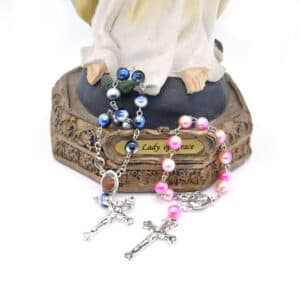 Blue Pink Cross Bead Bracelet with Iridescent Color, Bracelets商品图片 3