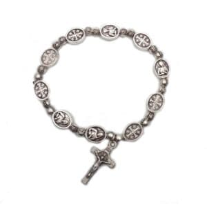 Stretch Cross Bead Rosary Bracelet with beaded design and cross accents