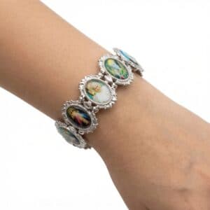 Silver Tone Portrait Bead Bracelet, Bracelets商品图片 2
