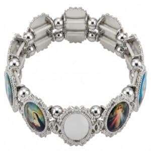 Silver Tone Portrait Bead Bracelet, Bracelets商品图片 3