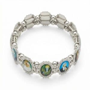 Silver Tone Portrait Bead Bracelet, Bracelets商品图片 5