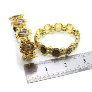 Gold Tone Portrait Bead Bracelet, Bracelets商品图片 3