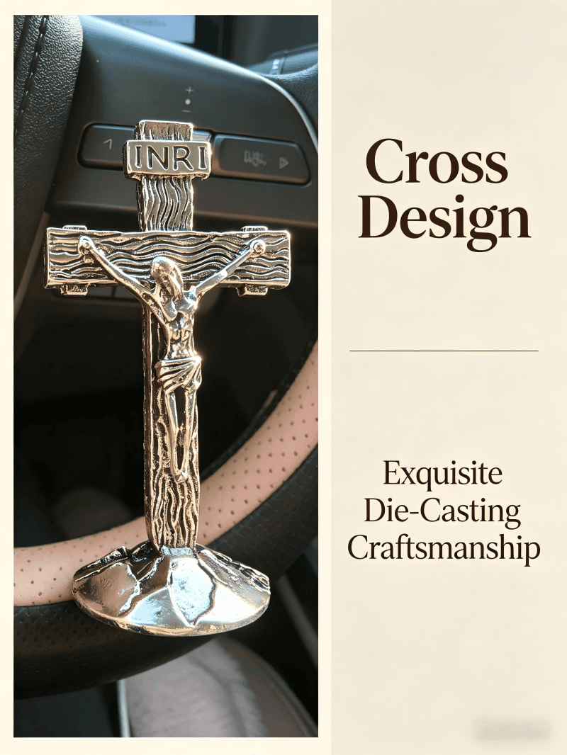 Antique Silver Cross Car Pendant decorative accent for a car display