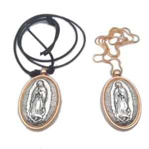 Virgin Mary Pendant Necklace with devotional pendant and cord design