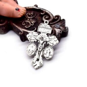Devotional Crucifix Pendant featuring sacred figures
