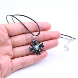 Blue Jerusalem Cross Necklace – Faith Pendant, Necklaces & Pendants商品图片 5