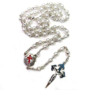 Vintage Pearl-Look Cross Rosary Necklace, Rosaries商品图片 2