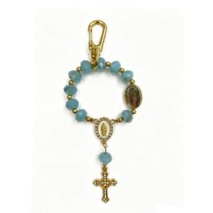 Blue Faceted Our Lady of Guadalupe Rosary Keychain, Rosaries商品图片 3