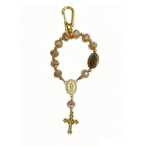 Blue Faceted Our Lady of Guadalupe Rosary Keychain, Rosaries商品图片 4