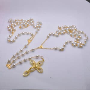 Double Flower Wedding Rosary Necklace, Rosaries商品图片 2