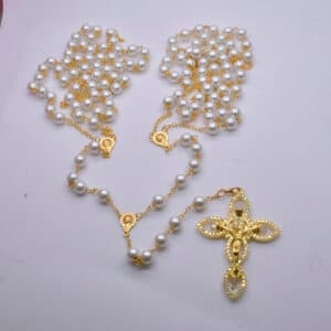 Double Flower Wedding Rosary Necklace, Rosaries商品图片 3