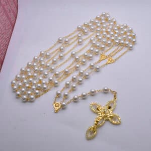Double Flower Wedding Rosary Necklace, Rosaries商品图片 4