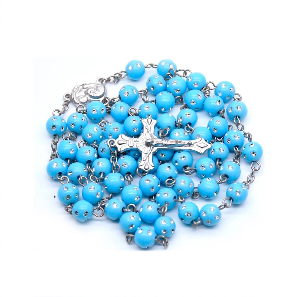 Dotted Bead Cross Rosary Necklace for prayer and gifting