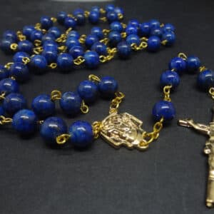 Golden Blue Cross Rosary Necklace with Pendant Detail, Rosaries商品图片 2