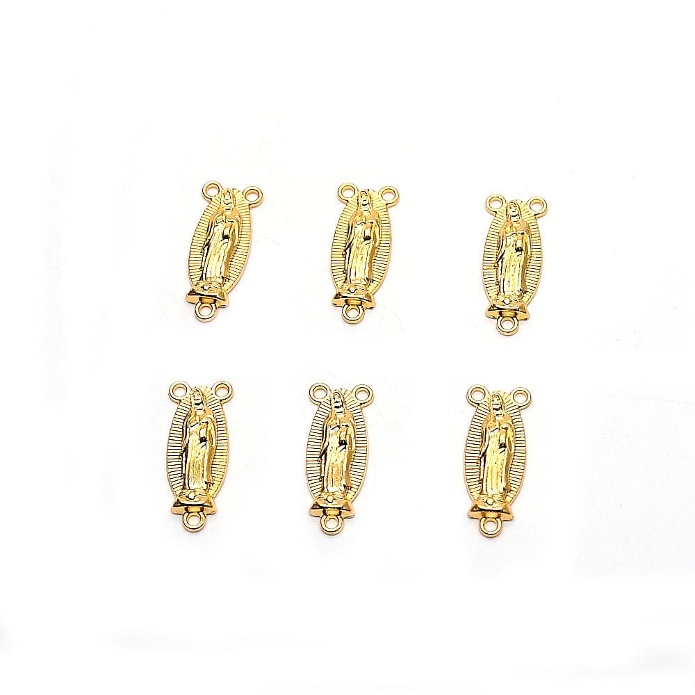Virgin Mary Three-Hole Rosary Connector for triangular DIY rosary and necklace designs