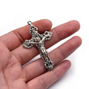 Vintage Silver Cross Rosary Necklace Charm, Rosary Accessories product image 2