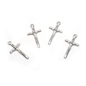 Vintage Silver Cross Prayer Necklace Pendant for rosary and DIY jewelry designs