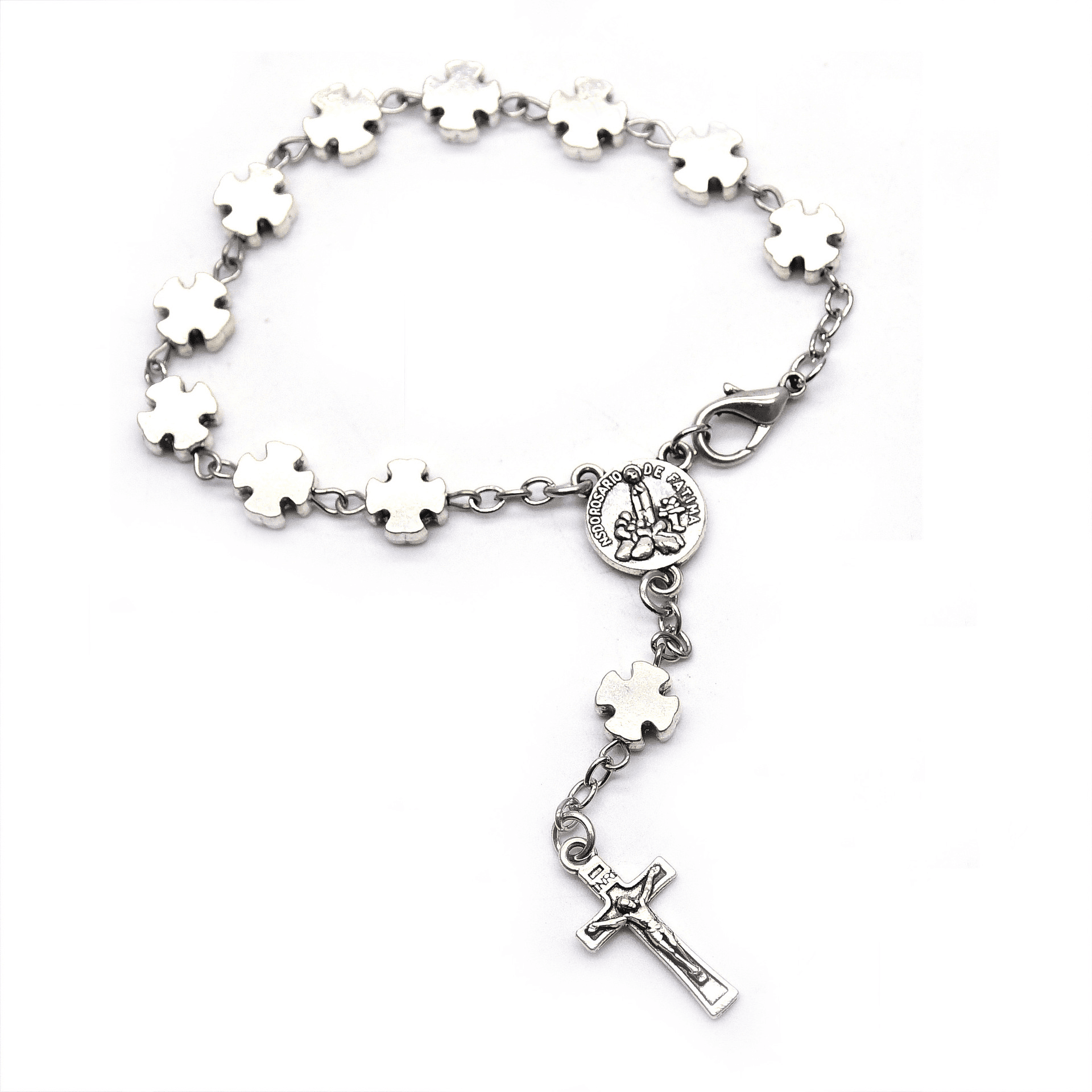 Vintage Cross Bead Rosary Bracelet with cross accents and beads