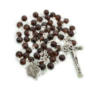 Vintage Cross Bead Rosary Necklace with handmade bead-and-cross detail