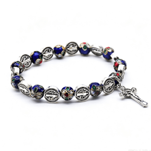 Saint Benedict Blue Cord Bracelet with Cross Accent, Bracelets商品图片 7