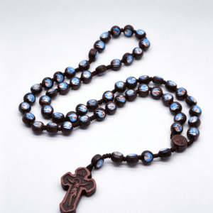 Custom Name Necklace Religious Catholic Christ Rosary Wood Beads Cross Pendant Necklace, Rosaries product image 6