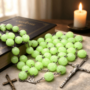 20mm Luminous Night Glow Bead Necklace Hanging Wall Decoration Cross Wall Rosary, Rosaries product image 2