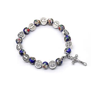 Saint Benedict Blue Cord Bracelet with Cross Accent, Bracelets product image 3